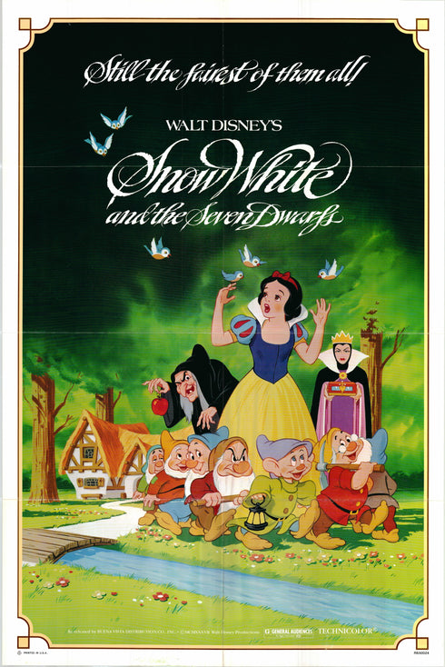 snow white and the seven dwarfs 1983R rerelease one sheet poster folded